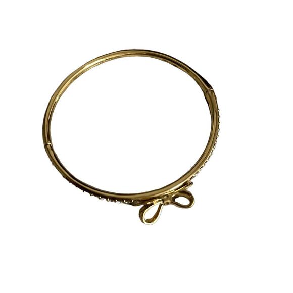 Kate Spade Hinged Embellished Bow Bangle Gold - Picture 1 of 6